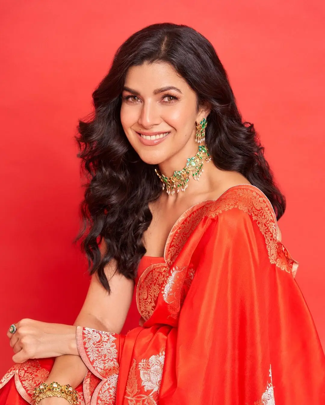 Bollywood Actress Nimrat Kaur Stills In Red Saree